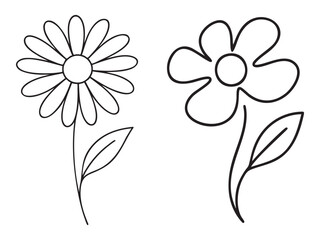 Simple Flower Line Art  Minimal Floral Outline Drawing