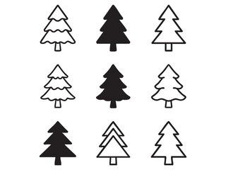 Different Types of Christmas Tree Icons  Free Vector Collection