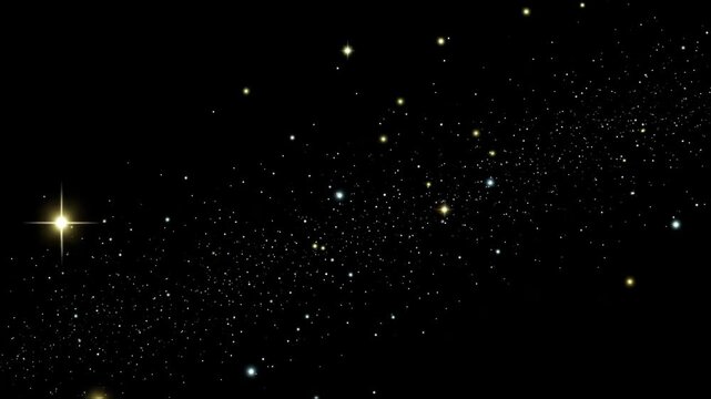 A beautiful celestial array of twinkling multicolored stars scattered across the night sky with bright points of light