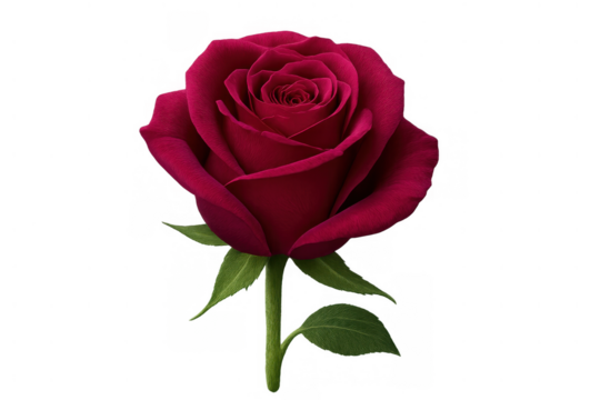 Red rose flower blooming expressing romance and love isolated on transparent background perfect for valentine's day