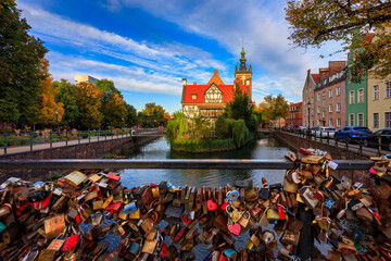 The Millers Guild Manor on the Radunia River in Gdańsk during autumn. Poland