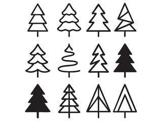 Different Types of Christmas Tree Icons  Free Vector Collection