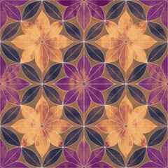 Seamless floral geometrical watercolor pattern