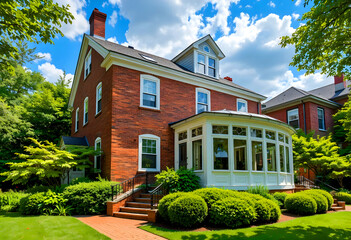 Block-paved, large, historic Victorian home with an English garden. UK.