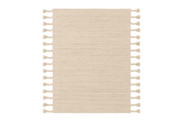 Beige woven cotton rug with tassels for home decor