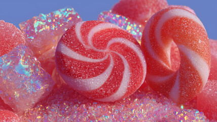 Whimsical candy wonderland bursting with pink sweetness and delightful shapes