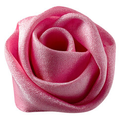 A neatly folded pink ribbon, isolated on white, ultra-detailed