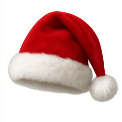 Realistic Fluffy Santa Hat with Soft White Fur Trim and Red Velvet Texture
