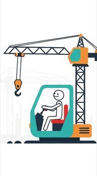 Construction Crane Operator Moving Heavy Load in Industrial Site with Bright Clear Sky