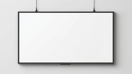 Blank modern TV screen mockup hanging on light wall, ideal for digital presentation, smart display interface, technology advertisement, or home interior design layout