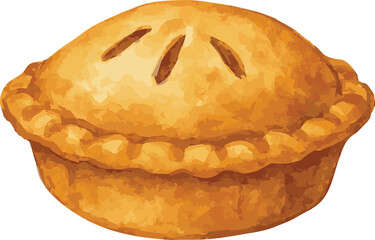 Watercolor vector illustration of a lattice top apple pie
