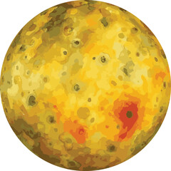 Watercolor vector illustration of the moon Io