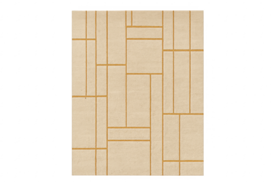 Beige geometric rug with abstract line pattern