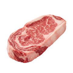 Raw marbled ribeye steak isolated on transparent background