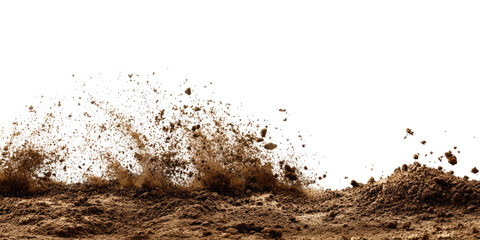 Dirt spray erupts from impact
