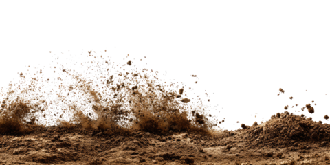 Dirt spray erupts from impact