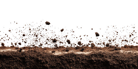 Brown earth with particles erupting