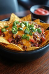 Delicious Loaded Nachos with Melted Cheese, Seasoned Ground Meat, and Spicy Jalape&ntilde;os