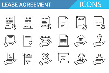 Business Contract and Rental Document Vector Icons