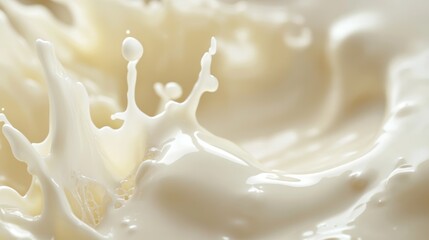 Dynamic Macro Splash of Creamy White Liquid. Abstract Dairy or Cosmetic Fluid Texture.