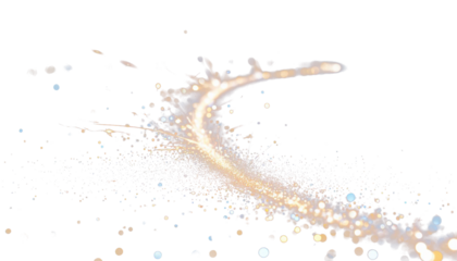 Glowing Golden Curved Path with Sparkle Particles on Transparent PNG for Design Overlay