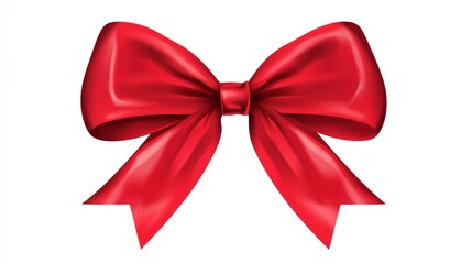 Fototapeta premium Elegant Red Ribbon Bow Isolated on White Background