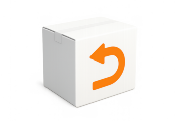 Return box receiving process. E-commerce shipping and delivery concept illustrating product returns and undo