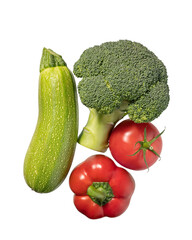 Different vegetables on a white isolated background
