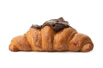 Croissant with chocolate on a white isolated background