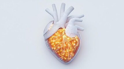 A creative representation of a heart with glowing lights, symbolizing life and emotion in a modern style.