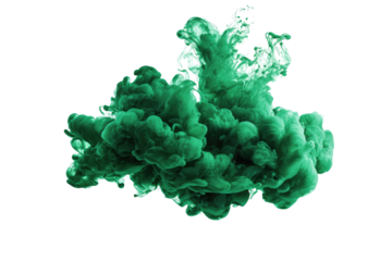 Emerald green ink explosion in black background