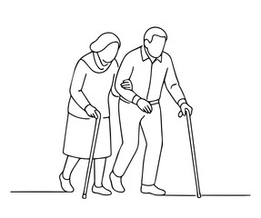 senior couple walking