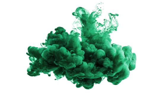 Emerald green ink explosion in black background