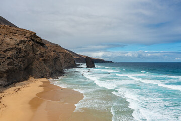 Aerial View of Cofete Beach with Roque del Moro, Fuerteventura