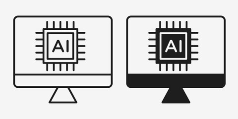 Minimal gray vector computation icon in AI format, perfect for data processing, automation, and digital technology designs.
