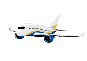 Modern Passenger airliner. Stylized drawing. Isolated image for print, logo, or illustrations.