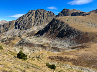 Pyrenees mountains landscape with rocky peaks and valleys