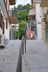 Traditional stone staircase in old town Nafplio, Peloponnese, Greece
