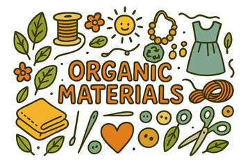 Organic Material Doodles. Organic Materials. Hand-drawn doodle illustration of organic materials. Leaves,