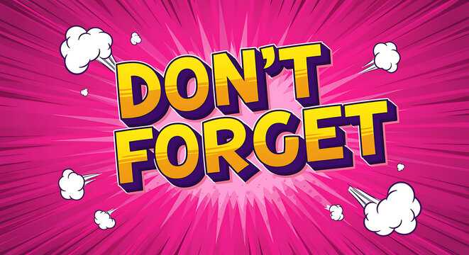 Naklejki Dont forget text in comic book style with pink background