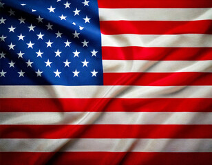 Fototapeta premium Waves of the American flag flutter gently in the breeze, showcasing vibrant colors and stars on a clear day in the United States