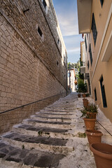 Traditional stone staircase in old town Nafplio, Peloponnese, Greece