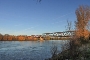 Herbstlicher Oberrhein an der Rheinbrücke Wintersdorf
