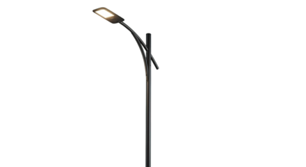 Modern LED Street Light Pole Illuminating Dark Night Sky with Bright Illumination