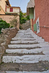 Traditional stone staircase in old town Nafplio, Peloponnese, Greece