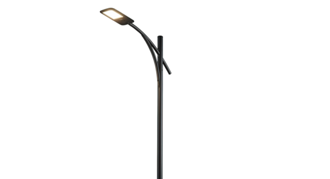 Modern LED Street Light Pole Illuminating Dark Night Sky with Bright Illumination