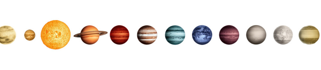 Solar system planets, pixelated representation