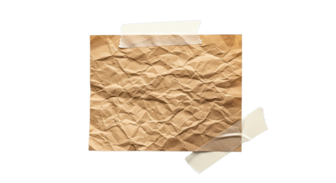 Crushed And Wrinkled Vintage Brown Paper Texture With Adhesive Tape