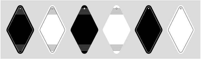 Retro Motel Keychain Vector Set, Vintage Hotel Key Tag Collection
