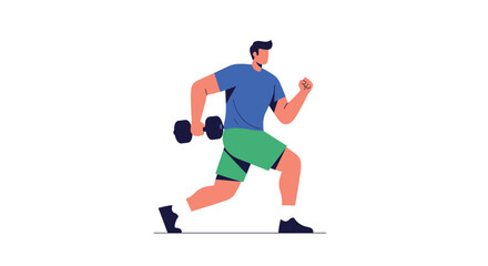 Obraz premium Strong man performing a lunge exercise with a dumbbell, demonstrating effective strength training and dynamic physical fitness.